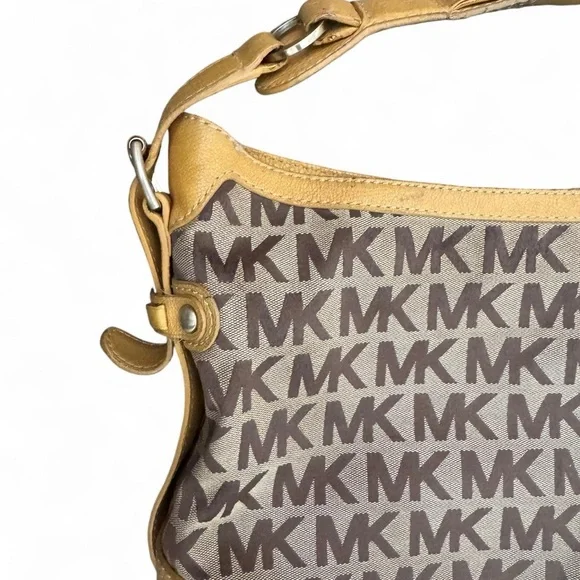 Michael Kors Gold and Brown Logo Handbag - Picture 4 of 6